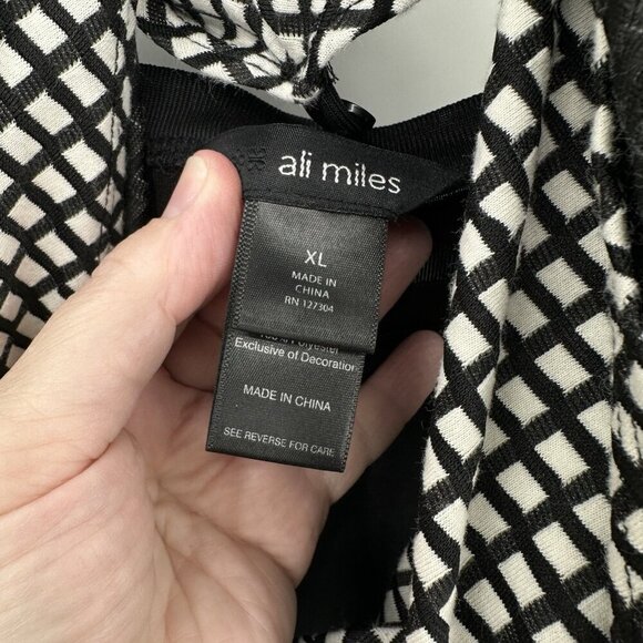 ALI MILES shirt top blouse tunic 3/4 sleeve swing removeable infinity scarf XL - Picture 8 of 9